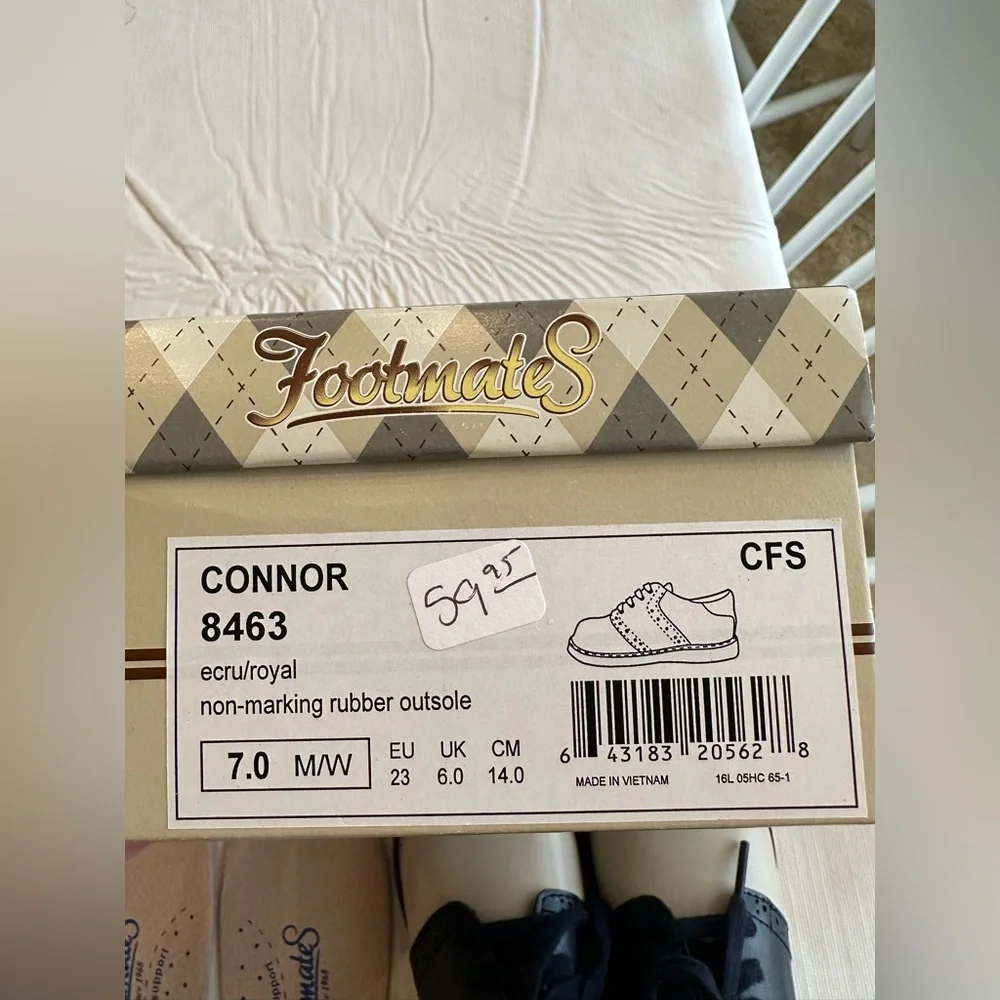 FootMates Size 7 Connor Ecru Royal Oxford Saddle Leather Dress Shoes - Picture 10 of 10